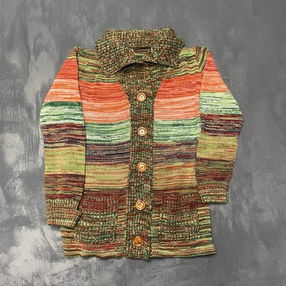 Fashion Import Sweaters - Vintage Cardigan Sweater S Multi-Color‎ 70s Excellent Space Dye Fashion Import